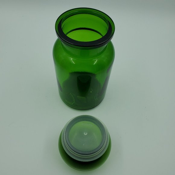 Large Emerald Green Apothecary Jar Bubble Lid Glass Canister Made in Belgium - Picture 4 of 7